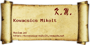 Kovacsics Mikolt névjegykártya